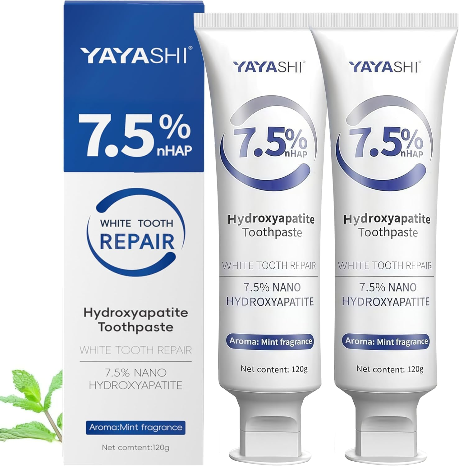 Set 2-Pack Nano Hydroxyapatite Toothpastes for Enamel Protection and Tooth Strengthening, Gentle Mint, Fresh Breath, Daily Use for Oral Health (Gentle Mint)