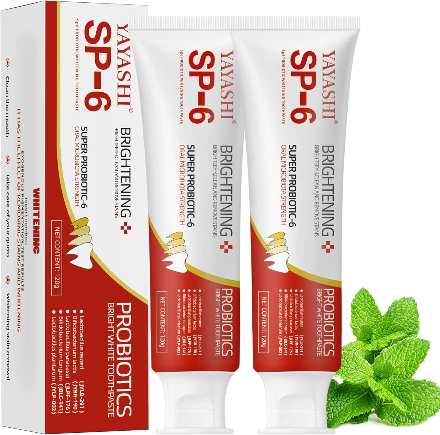 SP-6 Probiotic Whitening Toothpaste – Advanced Formula with 6 Probiotics for Brighter Teeth & Healthier Gums, Enamel-Friendly, Fresh Peppermint, Long-Lasting Clean
