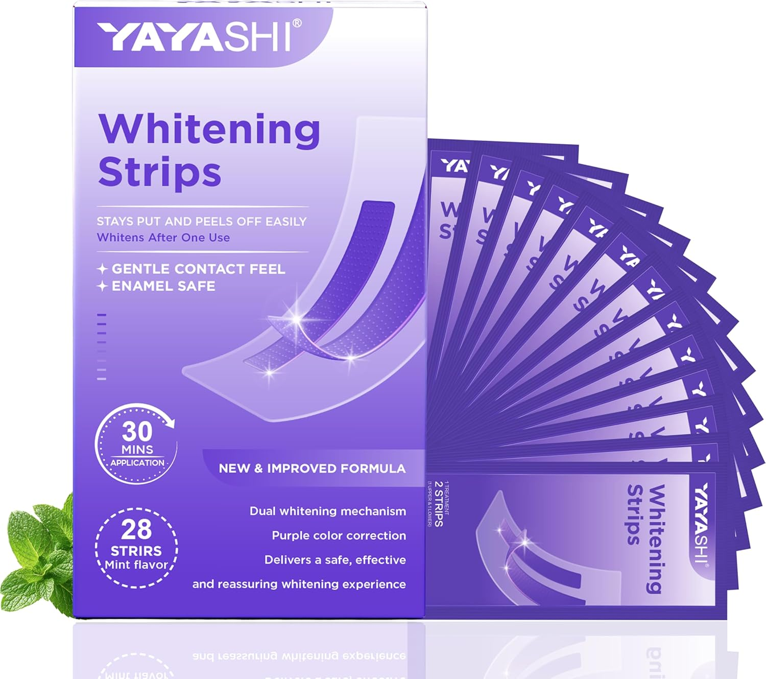 Purple Whitening Strips, Removes Yellow Stains, Color Correcting Purple Teeth Whitening Strips, Enamel Safe for Sensitive Tooth, 30 Min Treatment, 14 Treatmetnts, 28 Strips